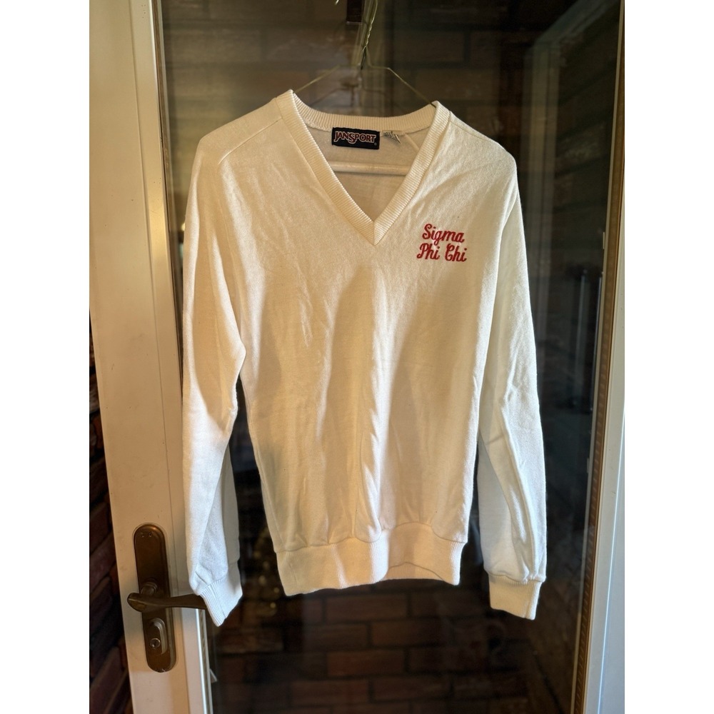 Vtg sigma Phi Chi Sorority Sweater Vneck Size Small Jansport